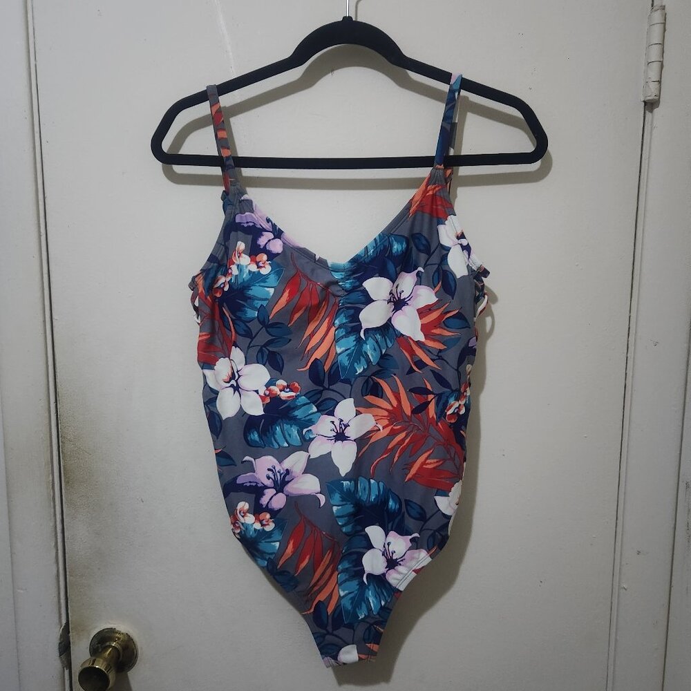 Hollister Floral One Piece Swimsuit Multi Color Size Large Final